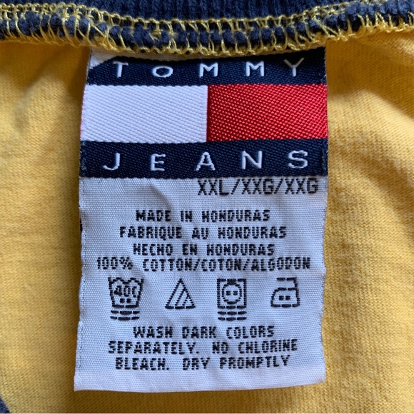 Tommy Jeans Vintage XX-Large Yellow Long Sleeve T-Shirt - Picture 2 of 2